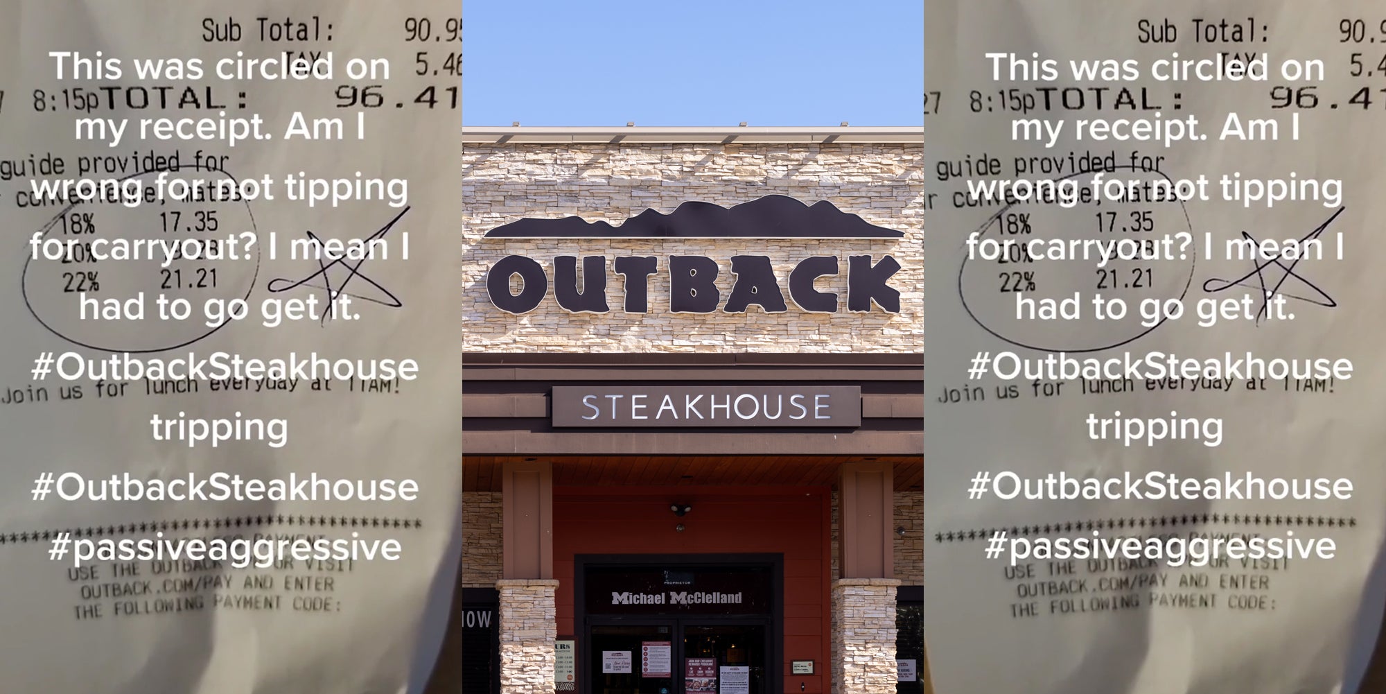 Outback Steakhouse customer receives passiveaggressive receipt