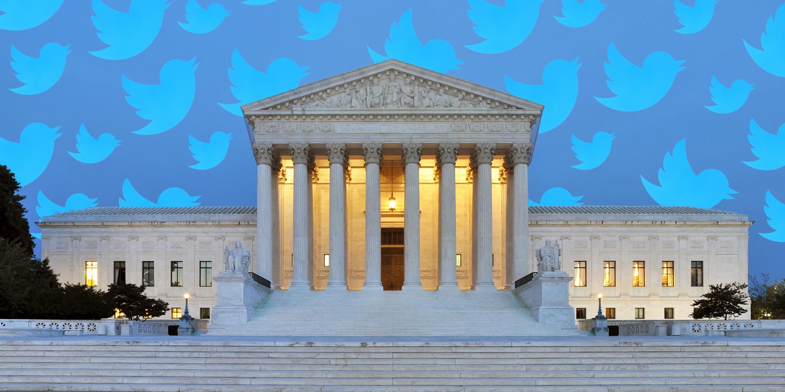 Supreme Court with Twitter bird background