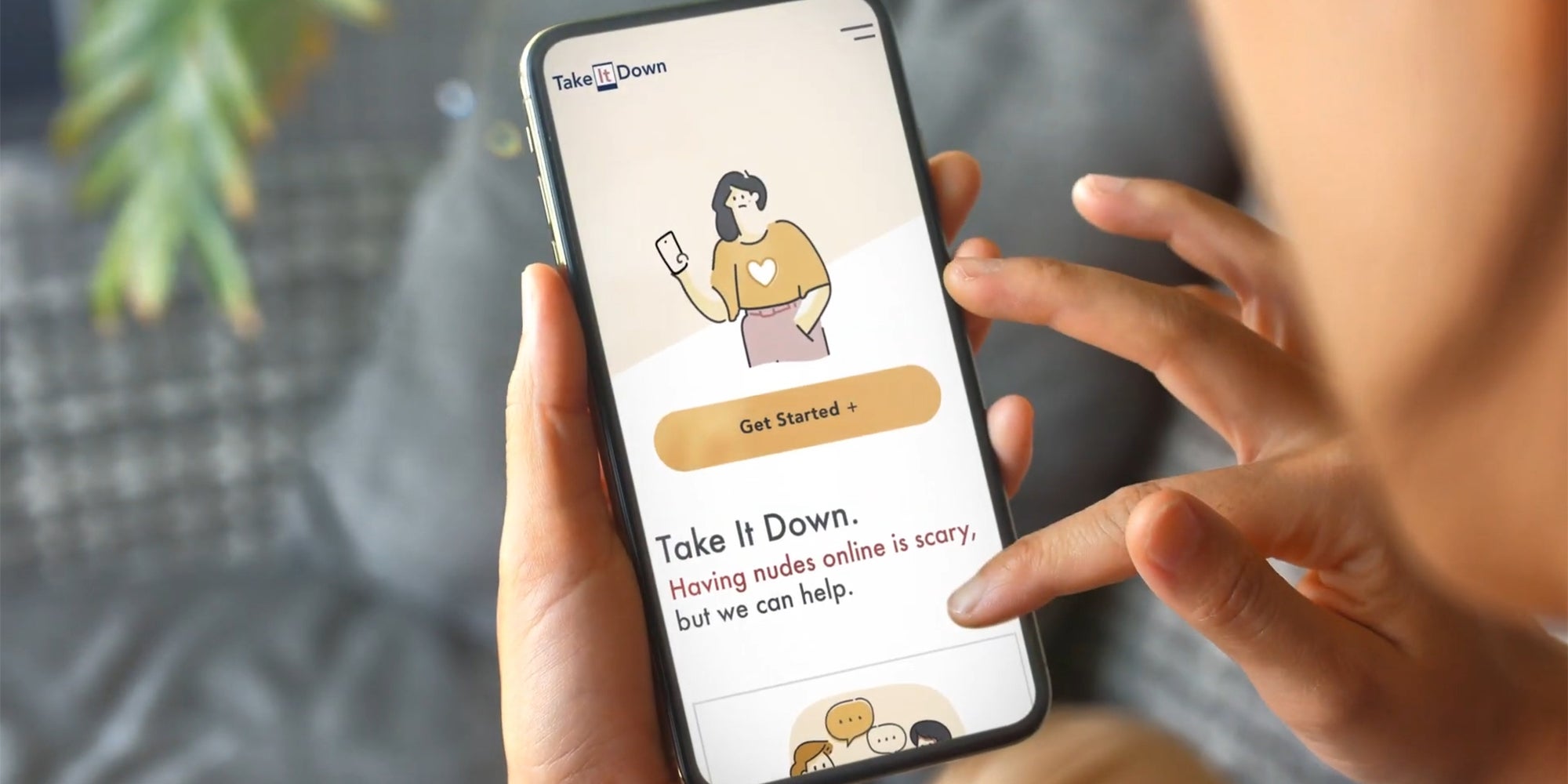 person using "Take it down" app