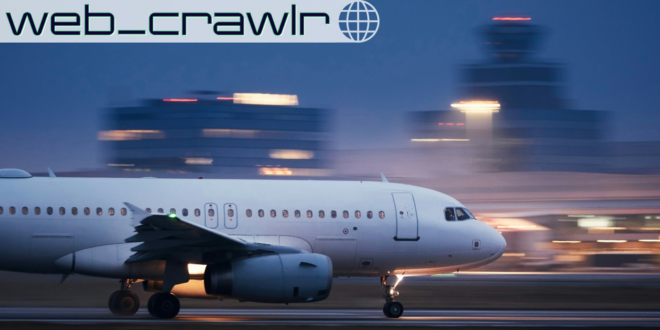 An airplane taking off. The Daily Dot newsletter web_crawlr logo is in the top left corner.
