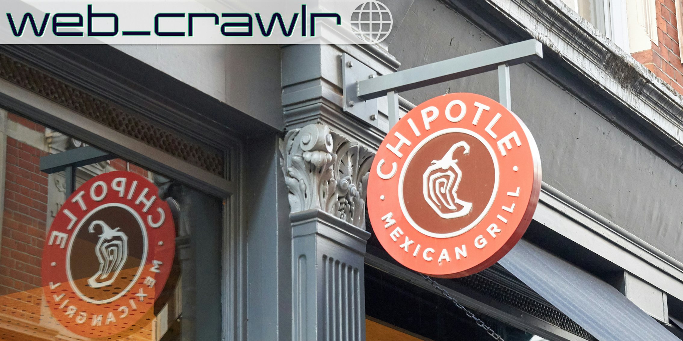 A Chipotle Mexican Grill sign. The Daily Dot newsletter web_crawlr logo is in the top left corner.