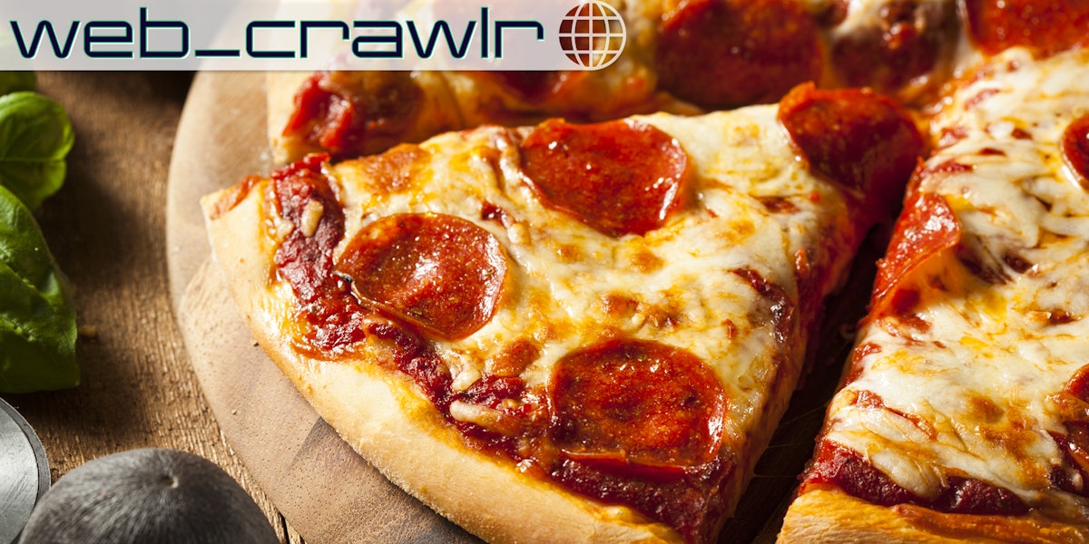 Pepperoni pizza. The Daily Dot newsletter web_crawlr logo is in the top left corner.
