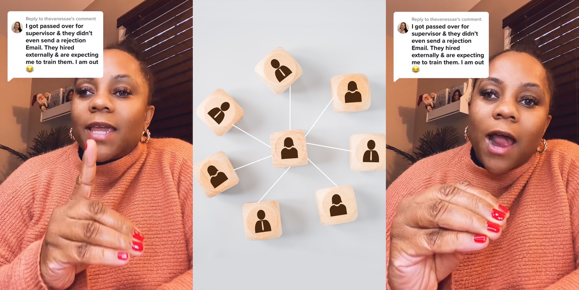 person speaking with finger pointing up with caption 