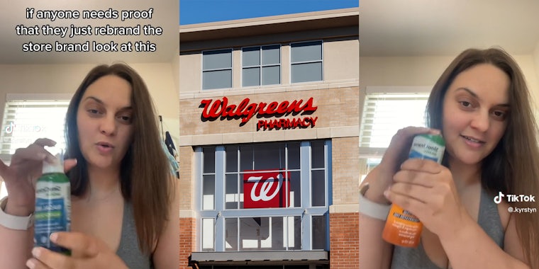 Walgreens customer uncovers generic label underneath on-brand label