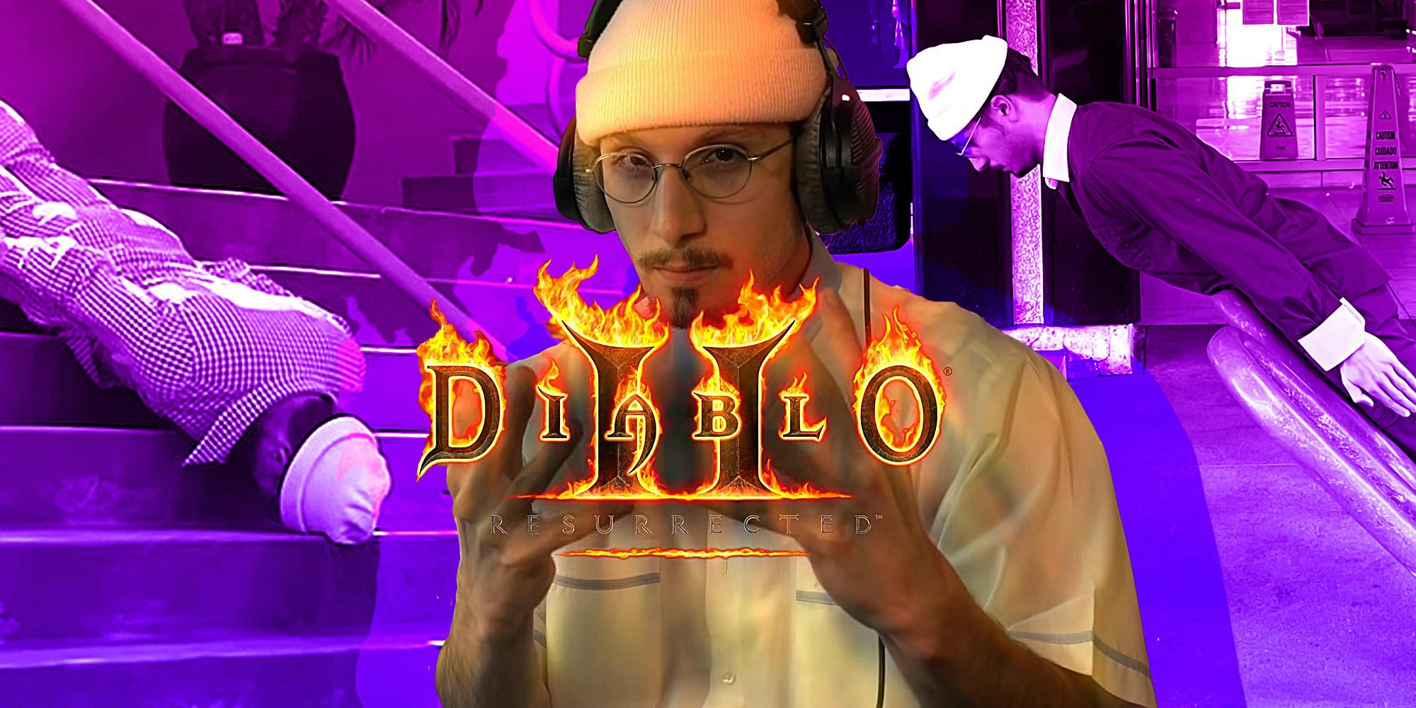 bbno$ planking with "Diablo II" logo