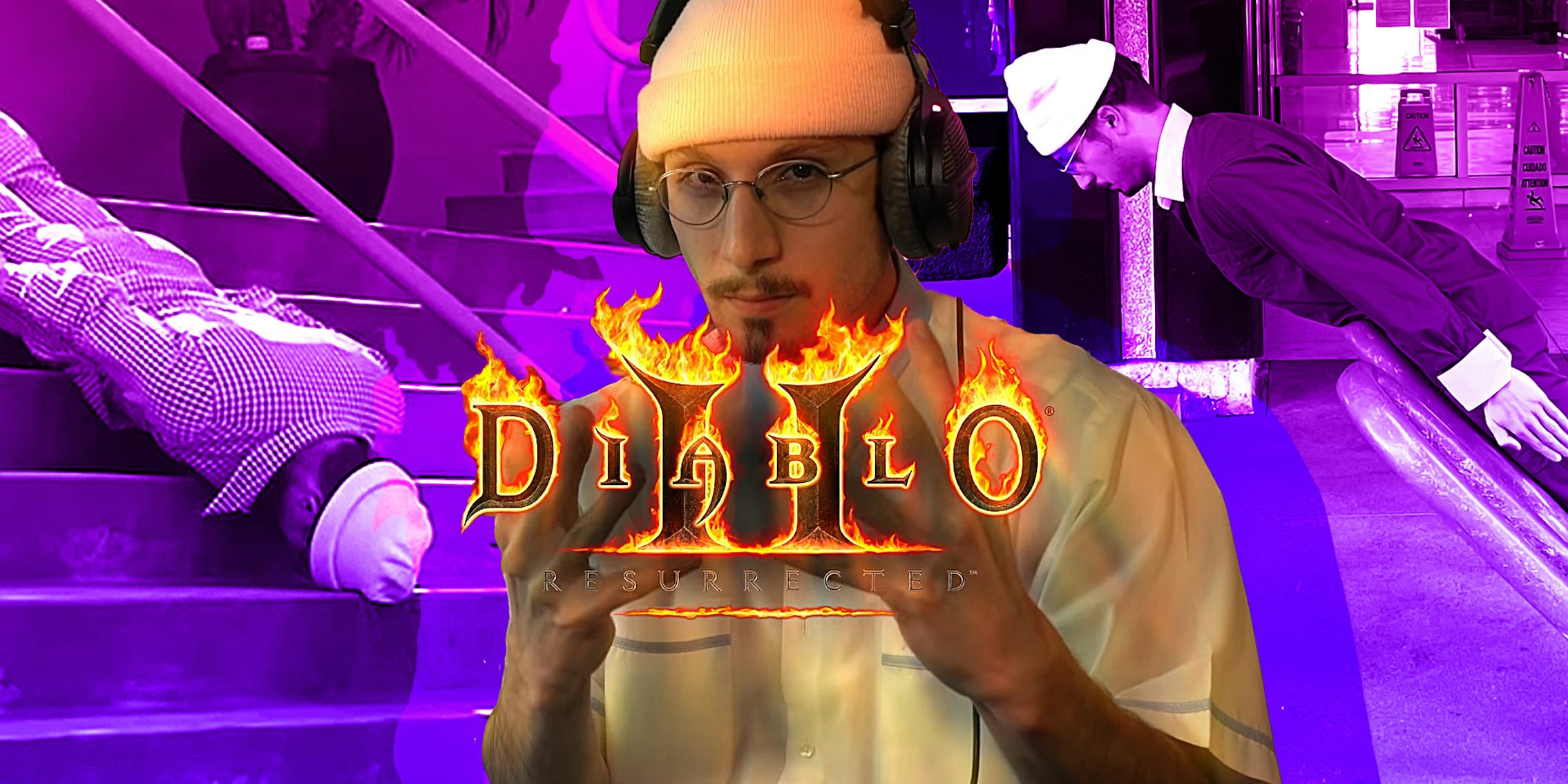 bbno$ planking with 'Diablo II' logo
