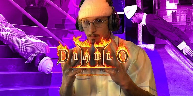 bbno$ planking with 'Diablo II' logo