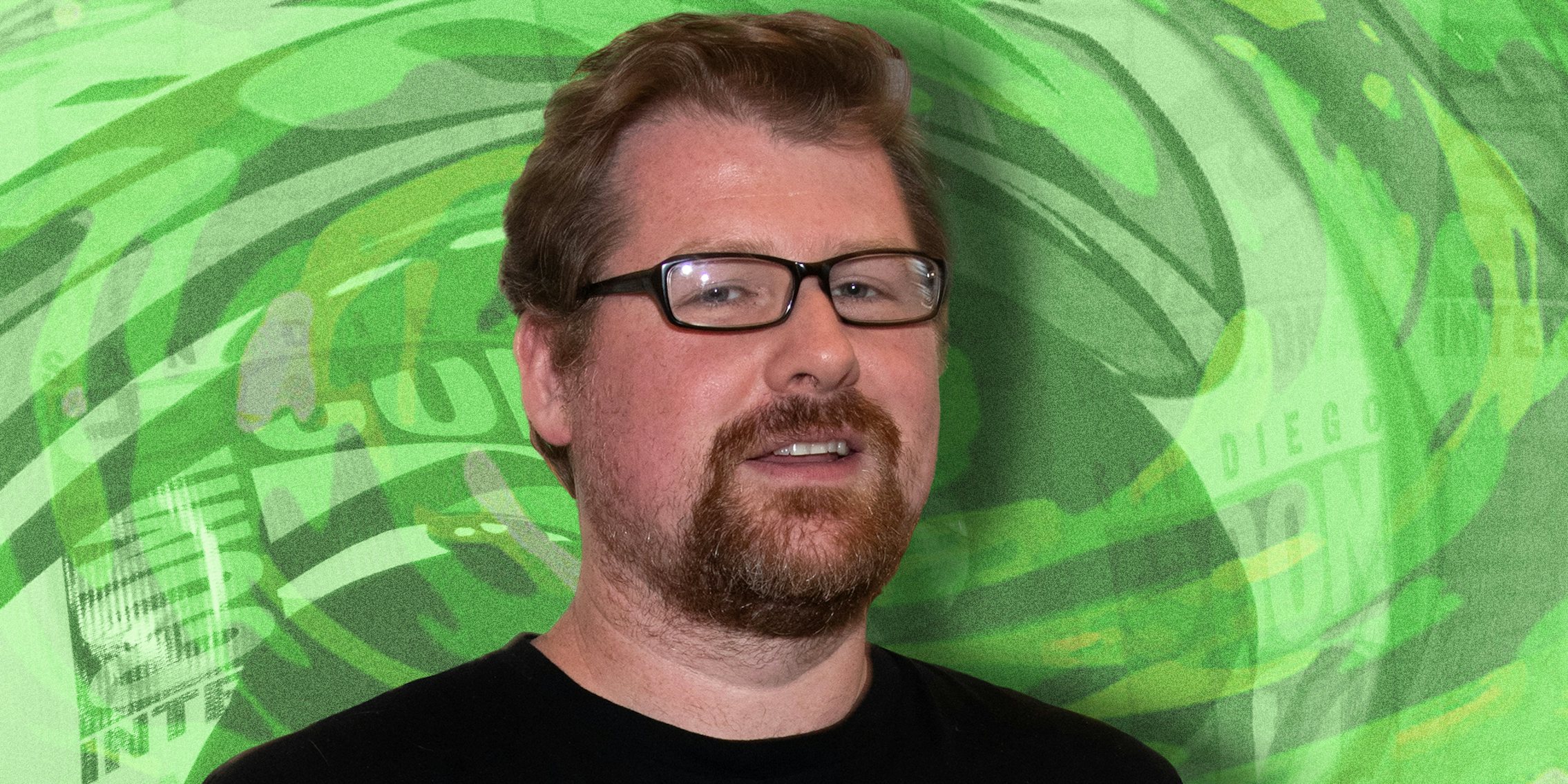 Justin Roiland arrives at Comic Con 2019 for Solar Opposites