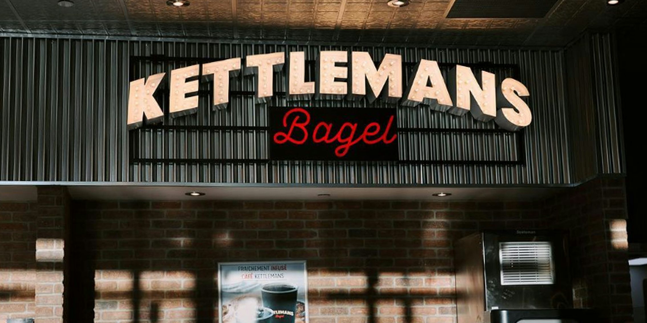 Kettleman's Bagel sign inside building
