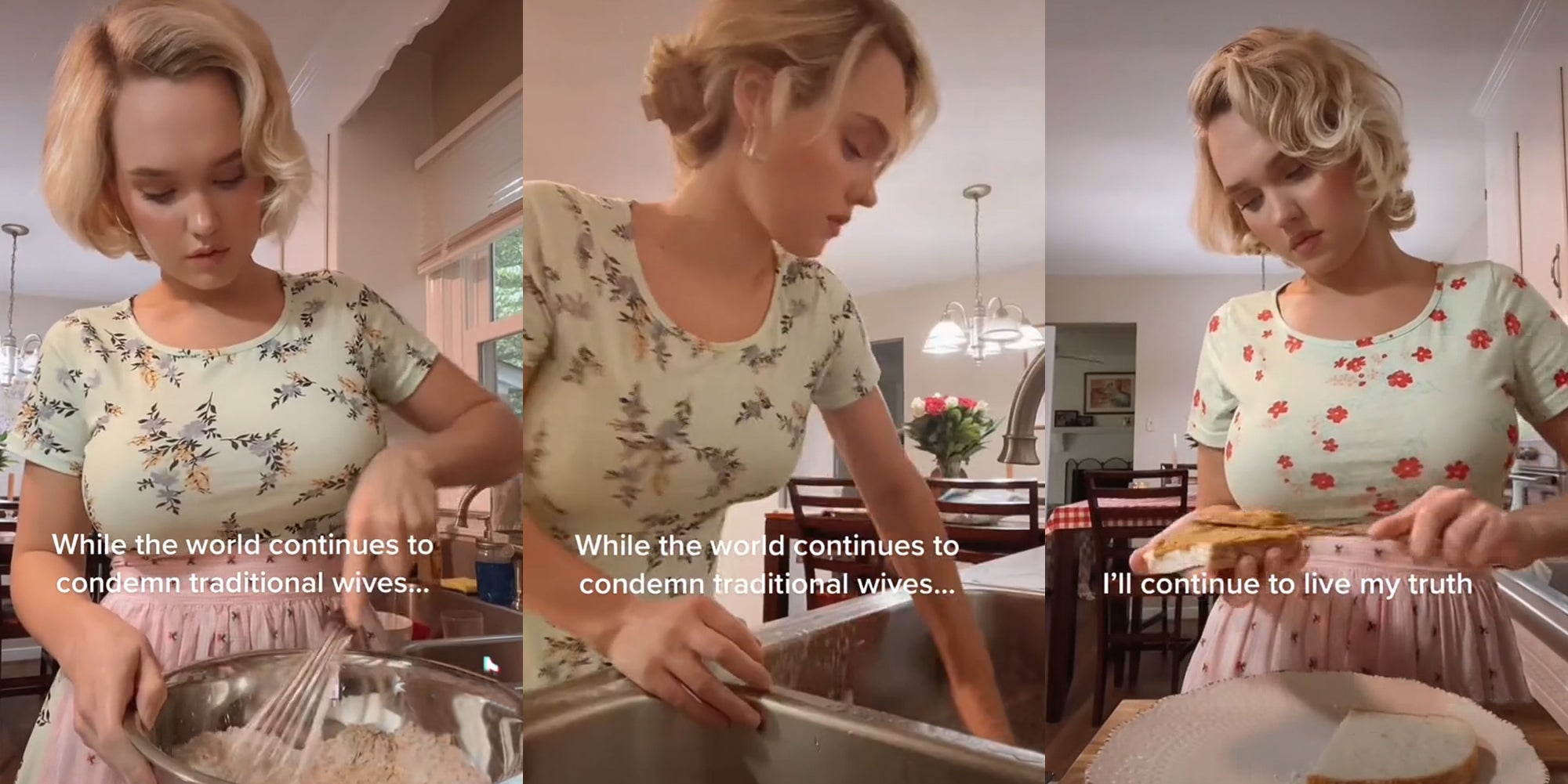 woman baking with caption 