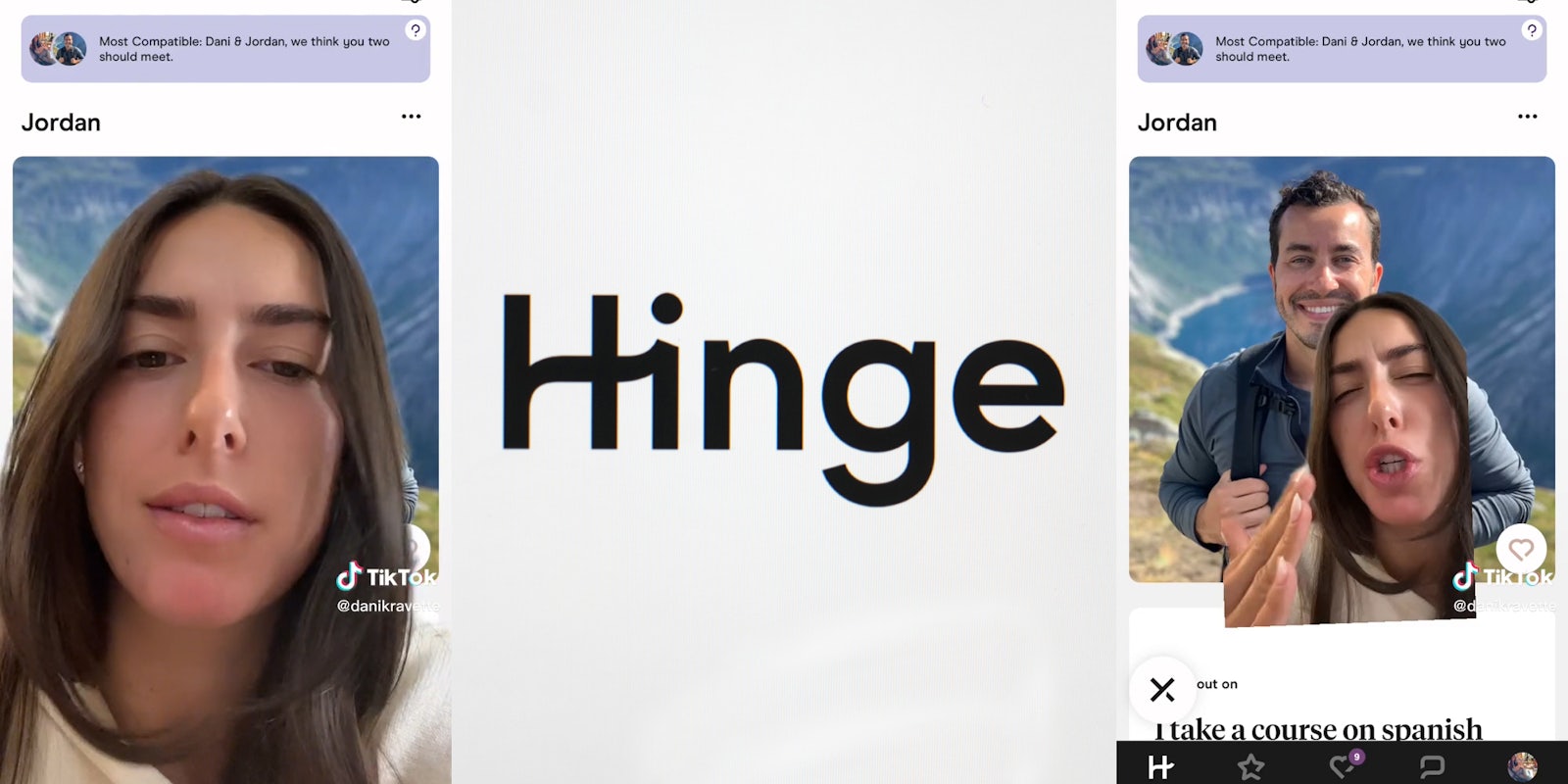 young woman matches with her brother on Hinge dating app
