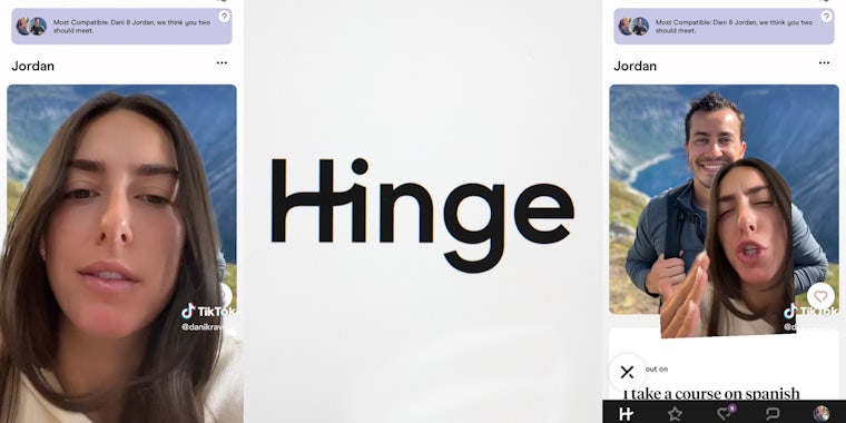 young woman matches with her brother on Hinge dating app