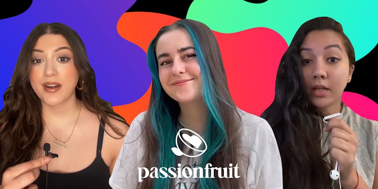 @fernandacortesx, @historical_han_, and @womenofhistory in front of Passionfruit colorful background with Passionfruit logo centered at bottom