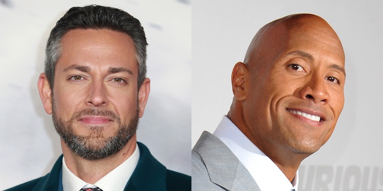 zachary levi (l) dwayne johnson (r)