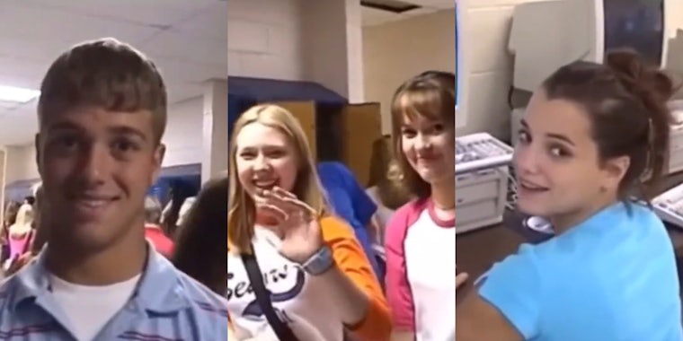 early 2000's high school video of student (l) early 2000's high school video of students (c) early 2000's high school video of student (r)