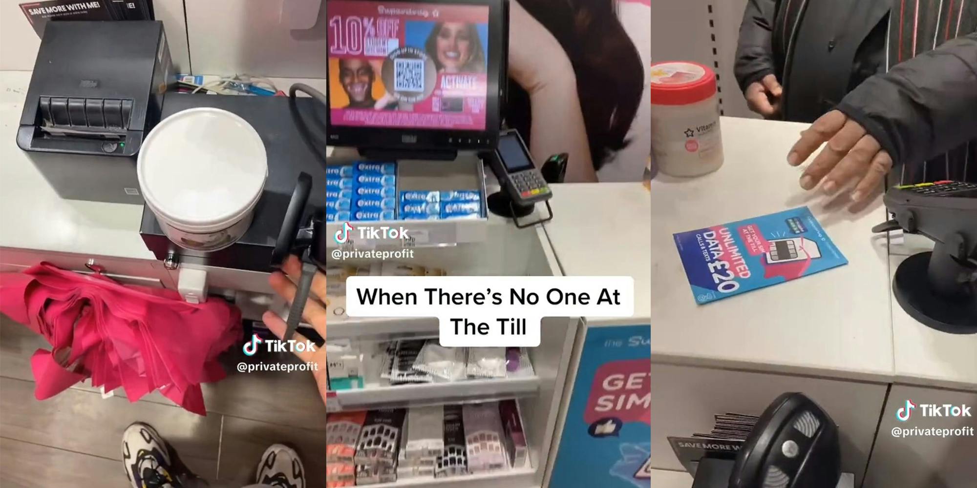 Customer has to check himself out, another customer after no workers are behind counter