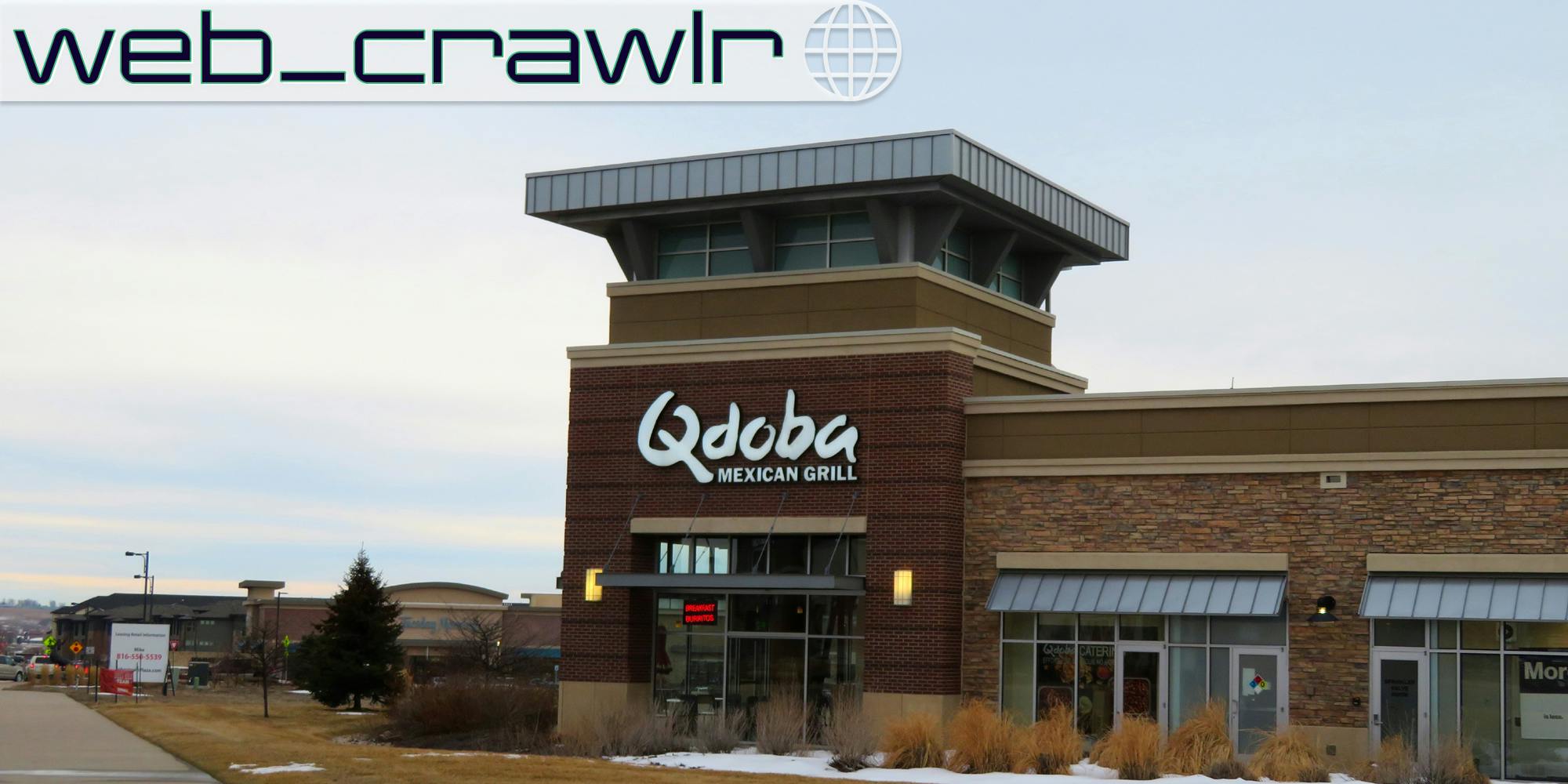A Qdoba restaurant. The Daily Dot newsletter web_crawlr logo is in the top left corner.