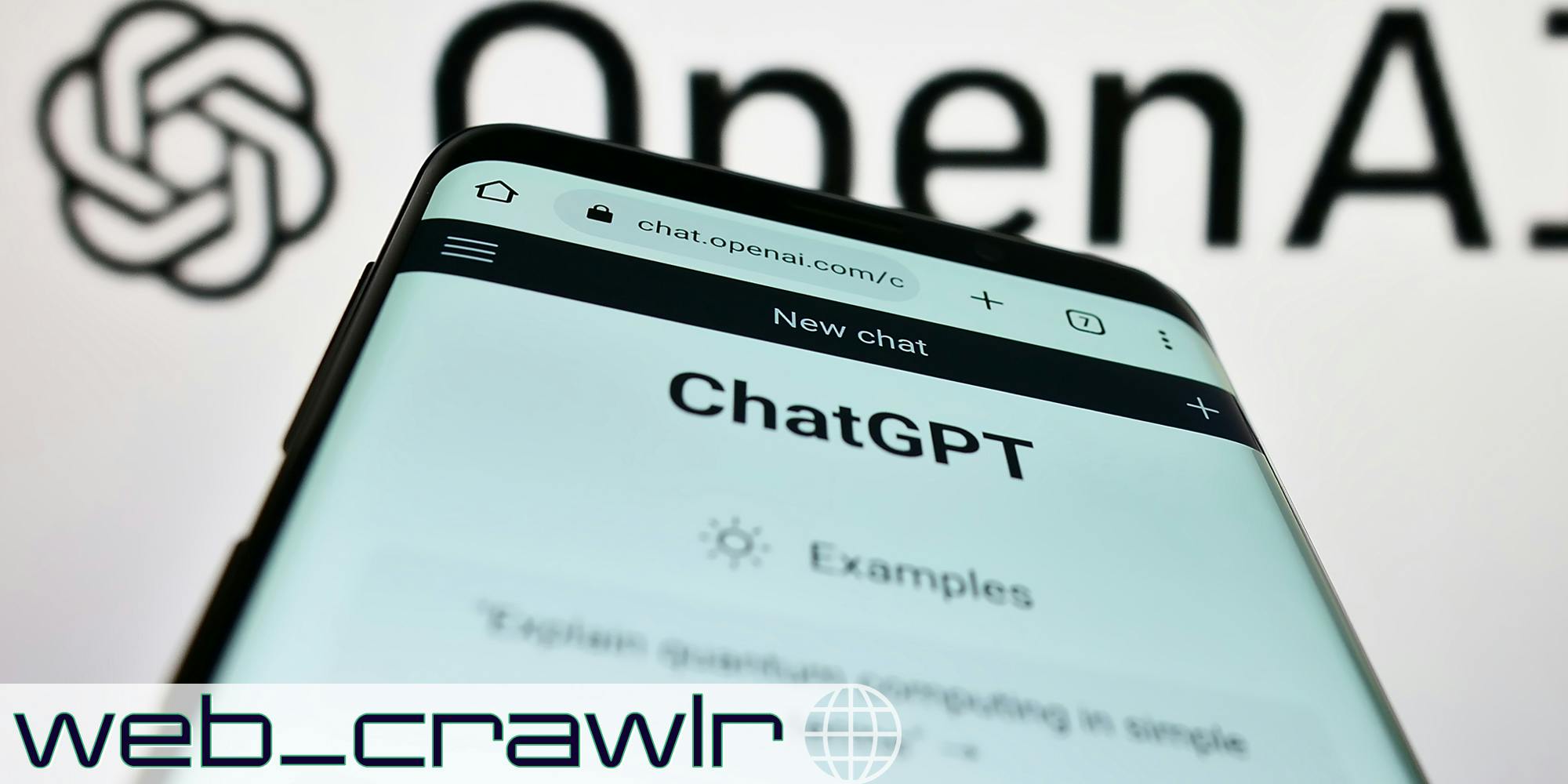 A phone showing the words 'Chat GPT.' The Daily Dot newsletter web_crawlr logo is in the bottom left corner.