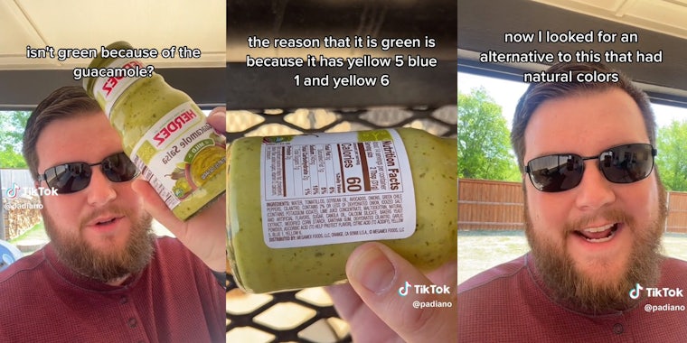 Customer shows how Herdez Guacamole Salsa 'isn't green because of the guacamole'