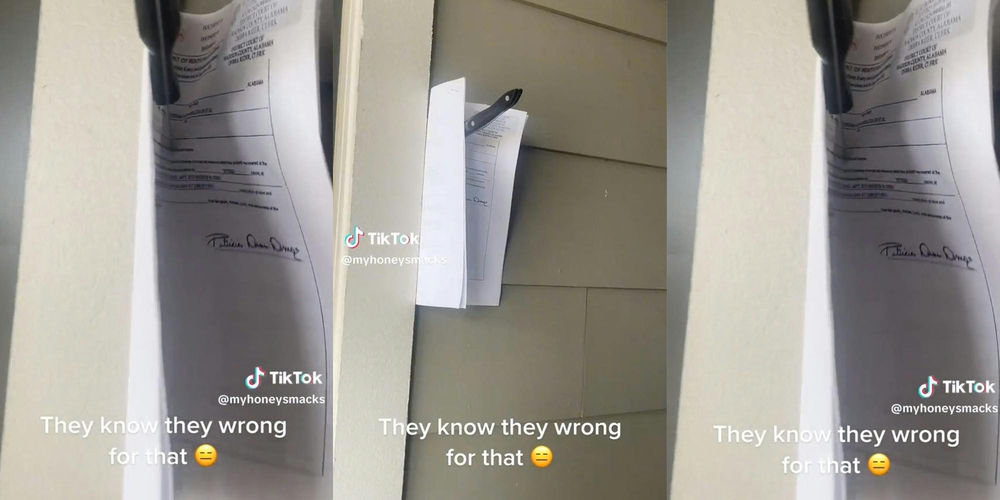 Landlord leaves note for tenant outside her door—with a knife