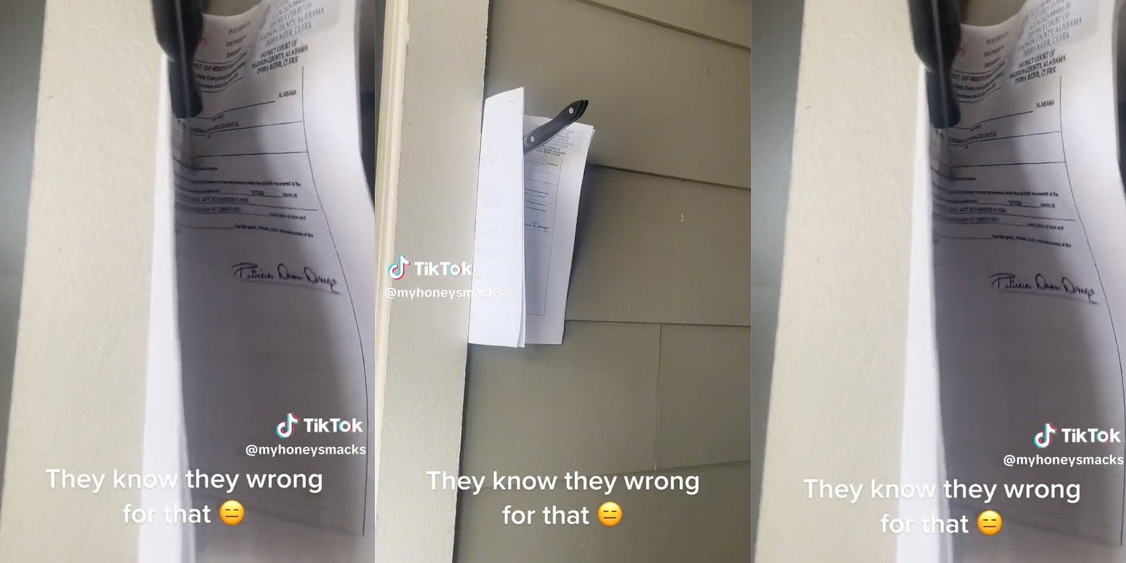Landlord leaves note for tenant outside her door—with a knife