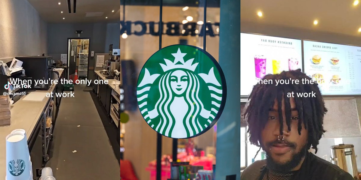 Starbucks barista is the only worker on the shift