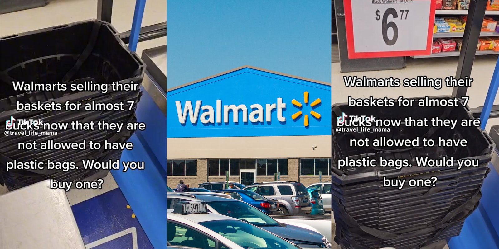 Customer says Walmart is now selling shopping baskets for $7 after ban on plastic bags
