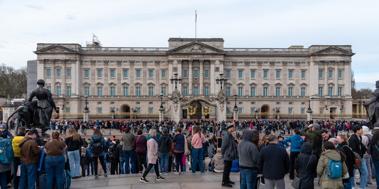 Buckingham Palace London, UK with crowd