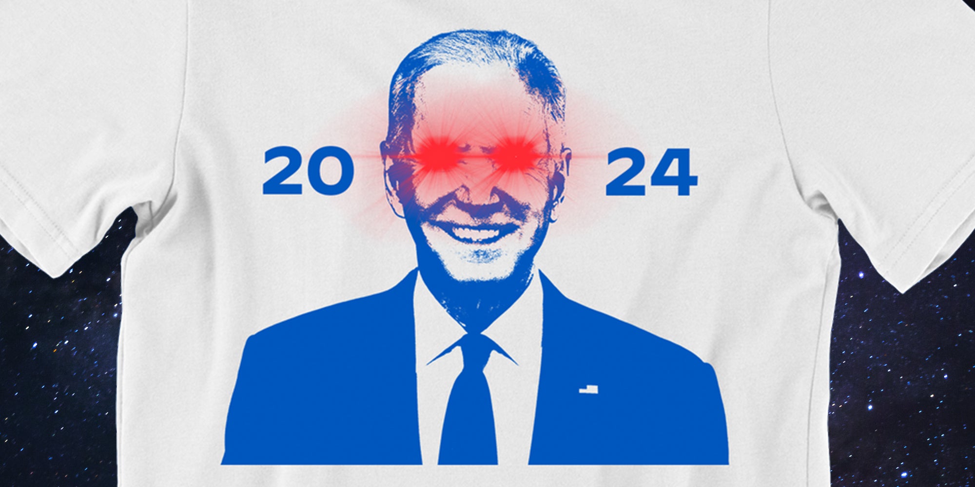 Best worn while vanquishing malarkey': Biden leans into Dark Brandon meme  with campaign T-shirts