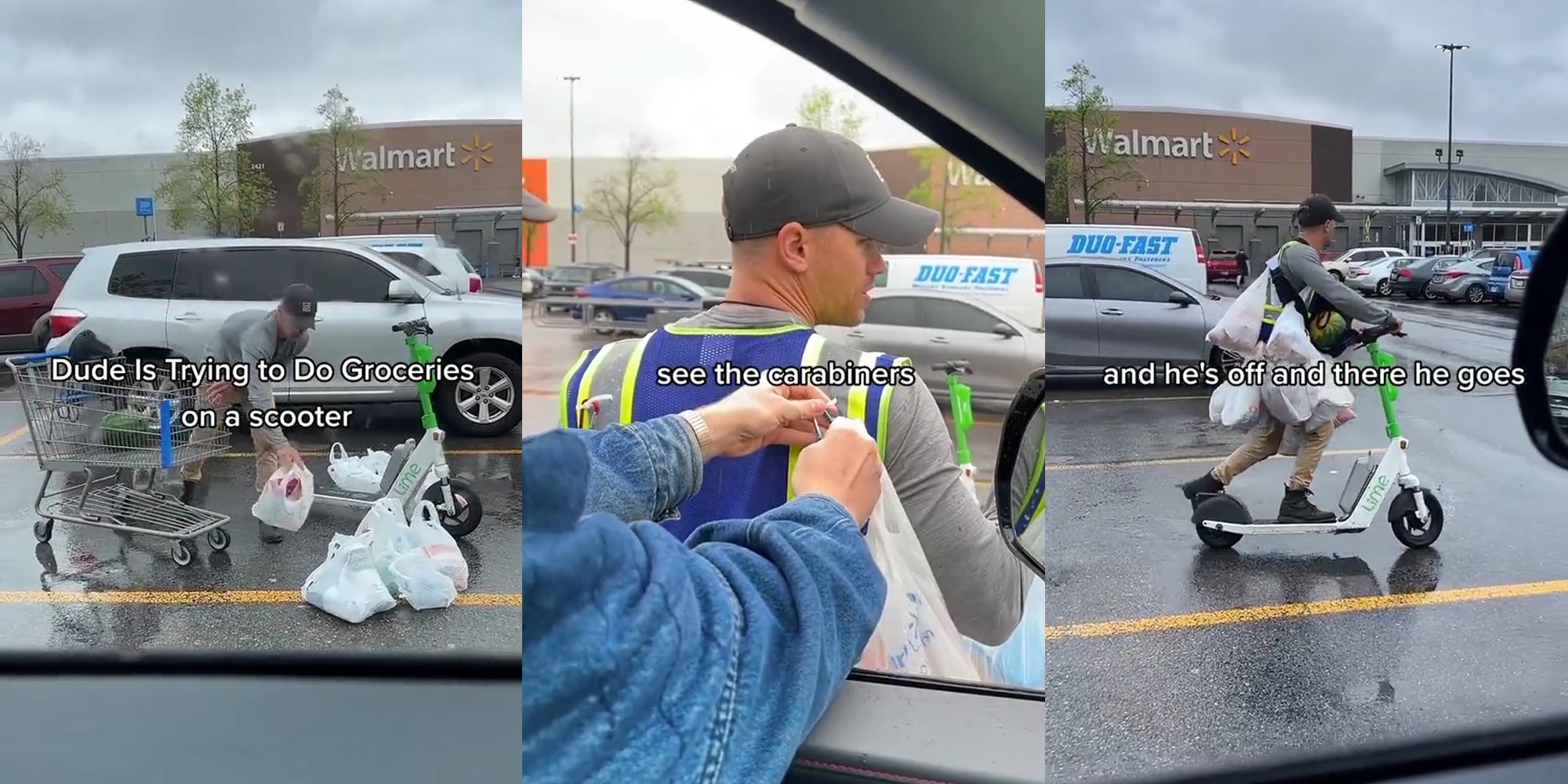 Walmart Customer Carries Massive Grocery Haul on Lime Scooter