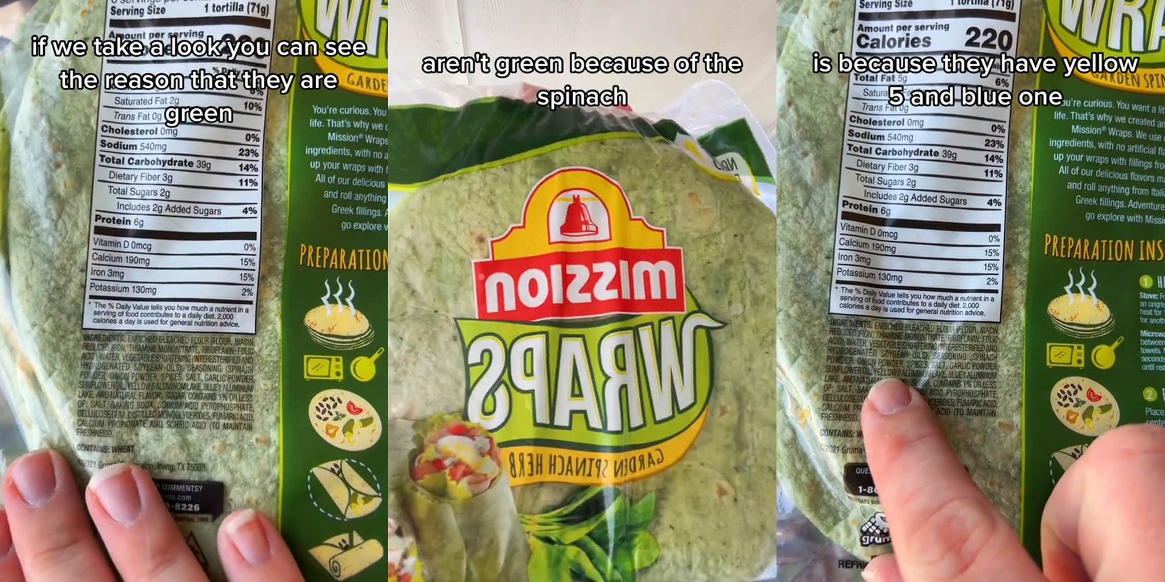 Customer Shows that Spinach Herb Wrap Doesn't Contain Spinach