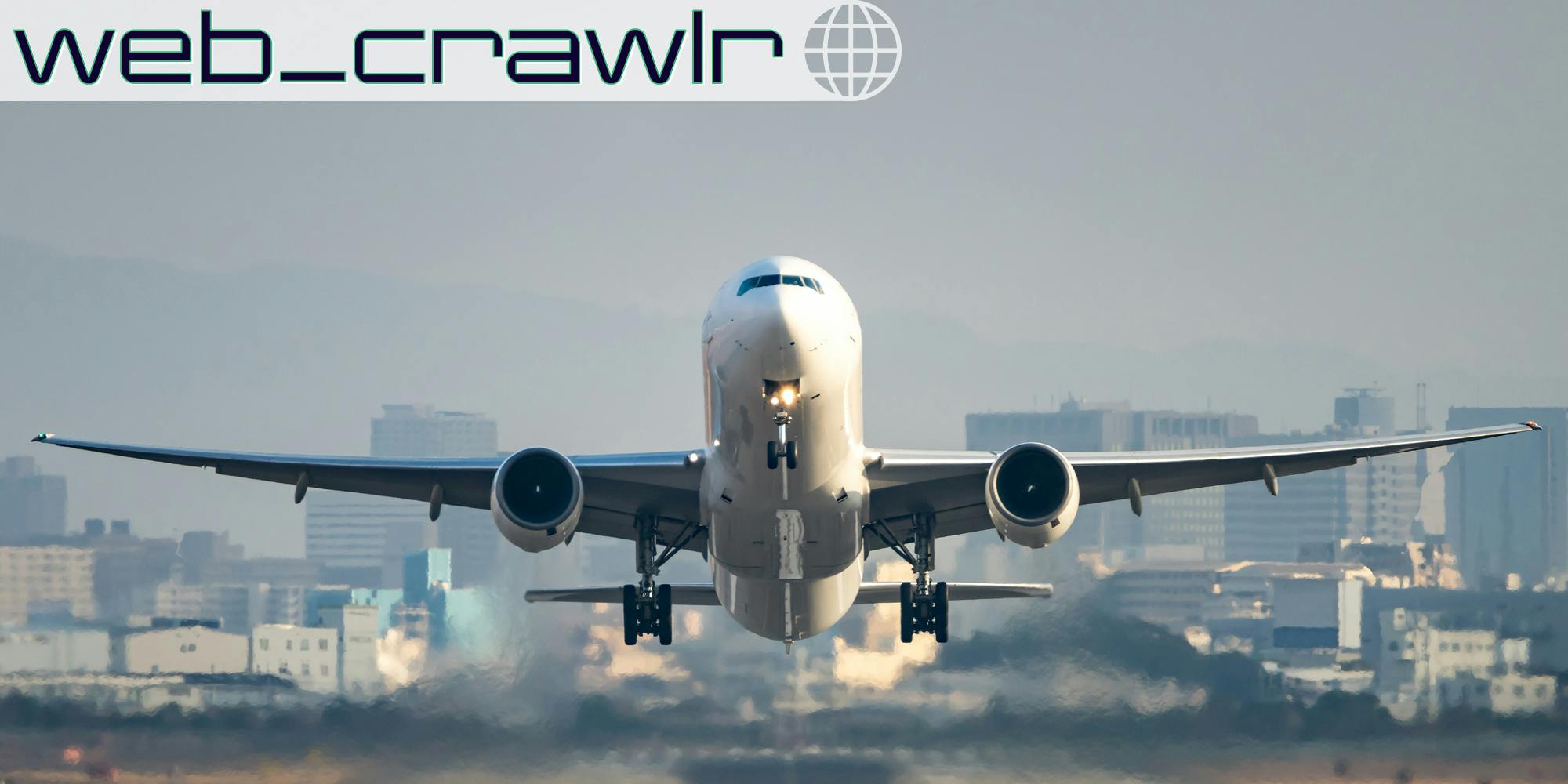 An airplane taking off. The Daily Dot newsletter web_crawlr logo is in the top left corner.