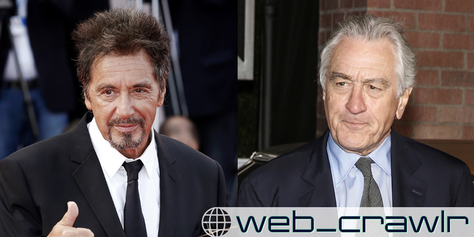 Al Pacino and Robert De Niro. The Daily Dot newsletter web_crawlr logo is in the bottom right corner.