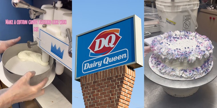 Dairy Queen worker makes cotton candy blizzard cake