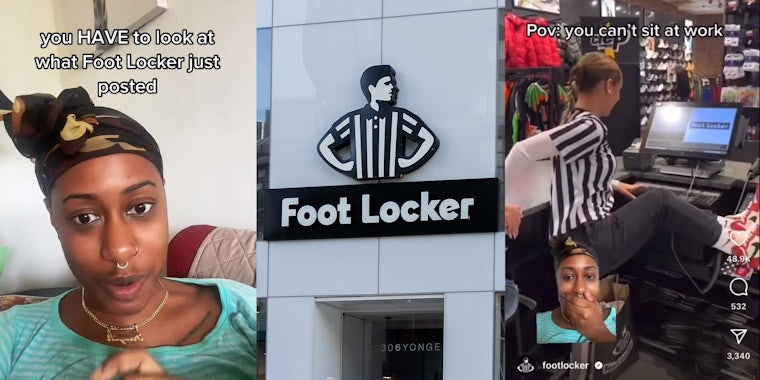 TikToker calls out Footlocker for hopping on trend showing how workers can't sit at their jobs