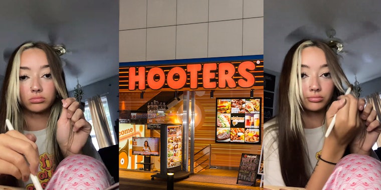 Hooters worker uses makeup on her dyed hair so she doesn't get fired