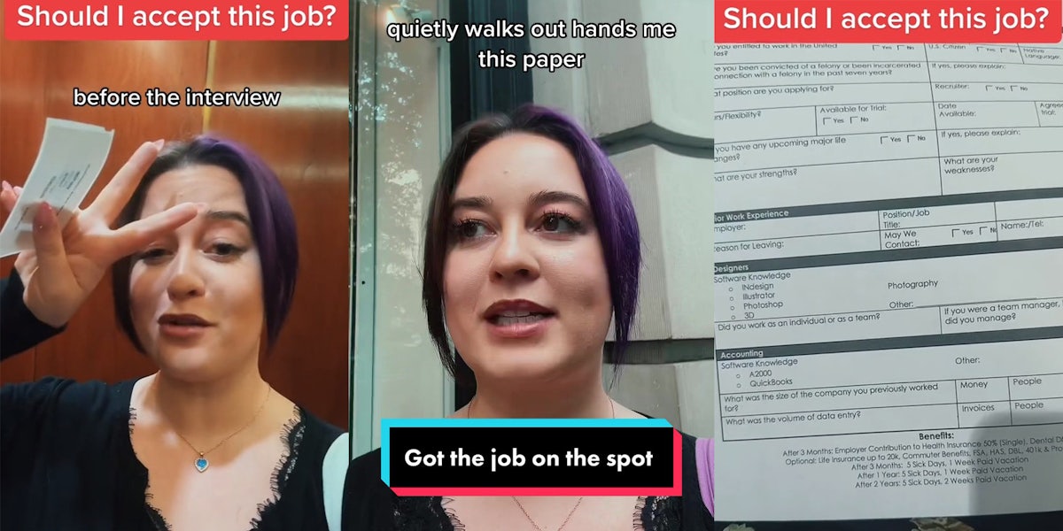 Woman job rejects job offer after she was hired on the spot.
