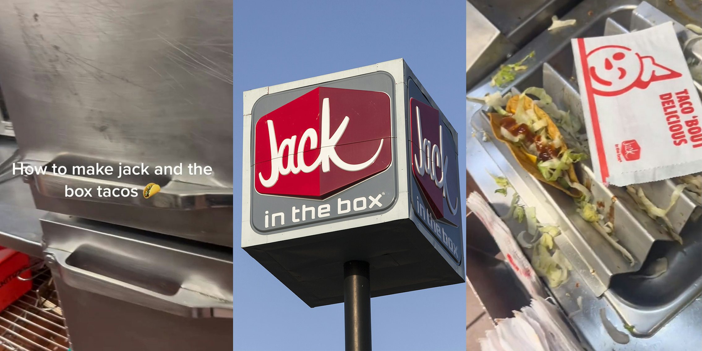 Jack in the Box worker shows how the tacos are made