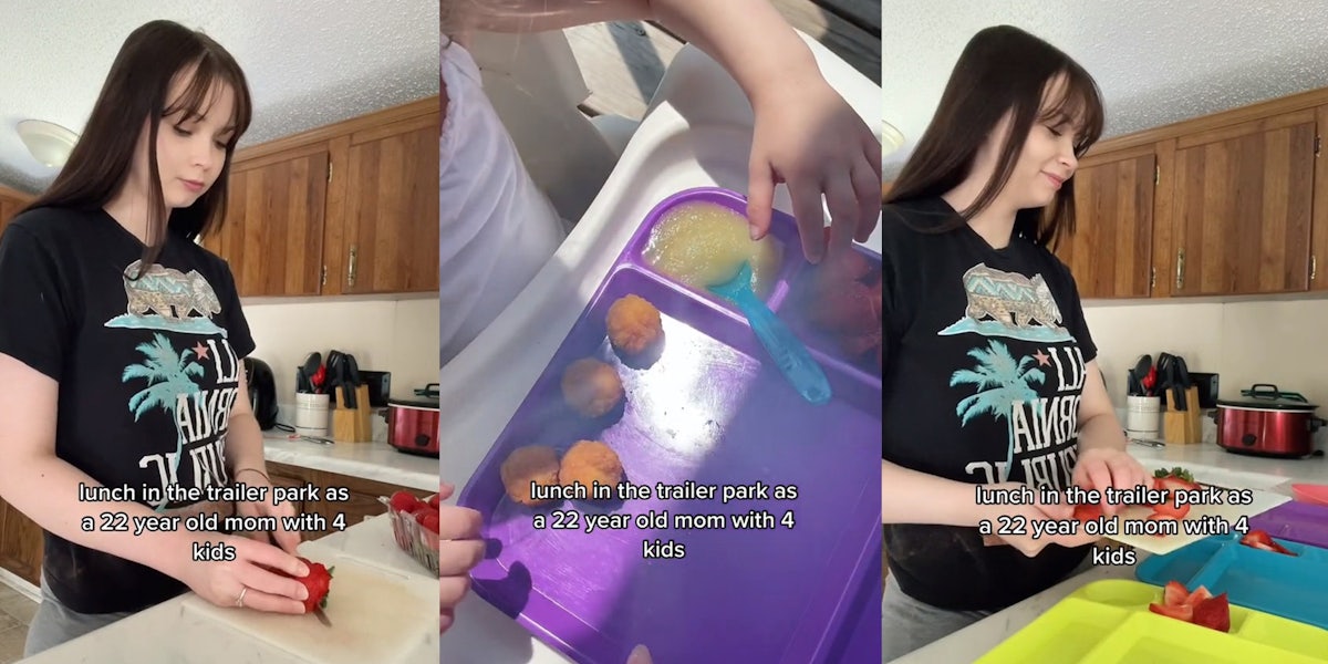 22-year-old mother of 4 prepares lunch