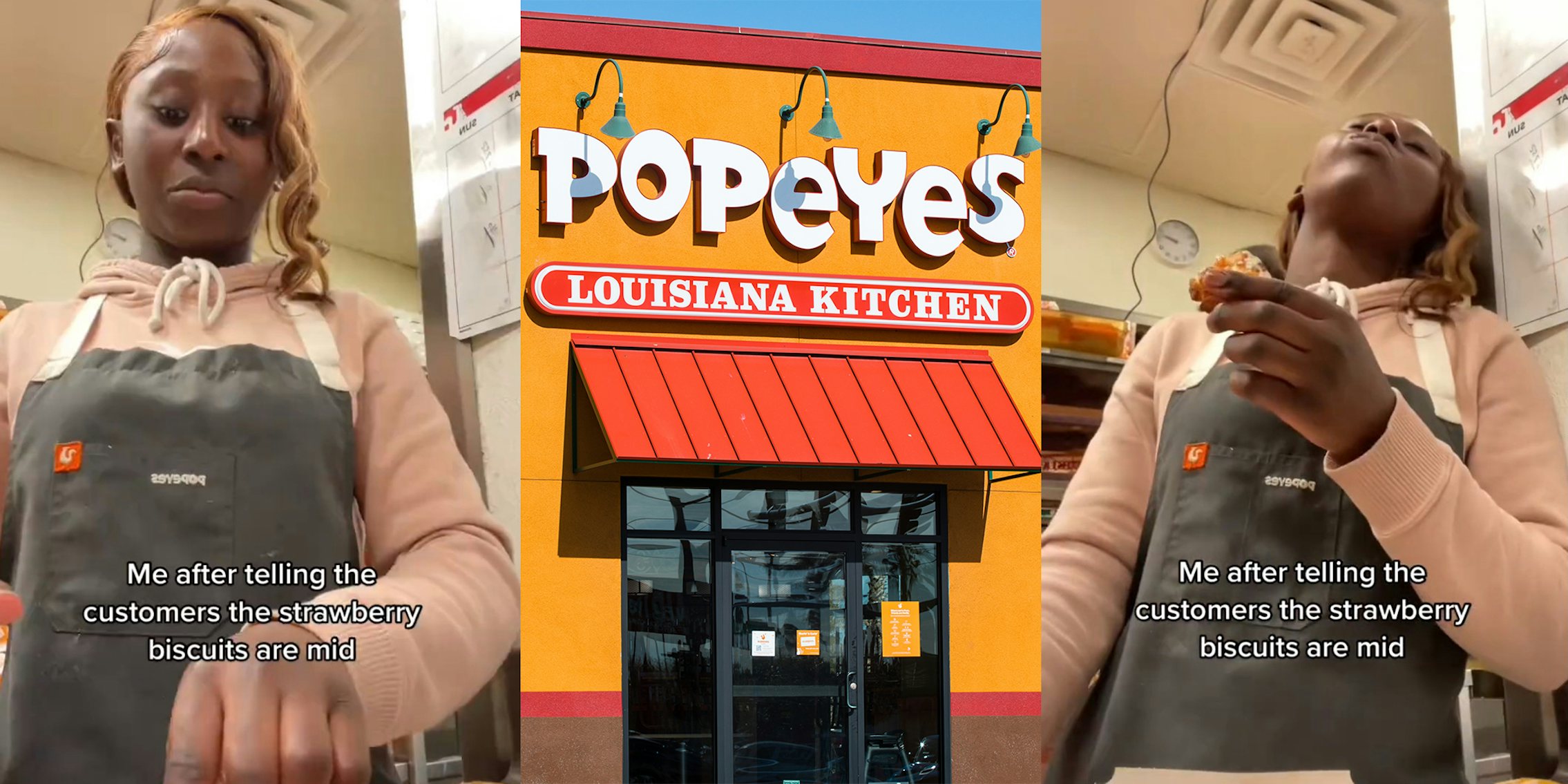 Popeye’s worker lies to customers about strawberry biscuits so she can eat them
