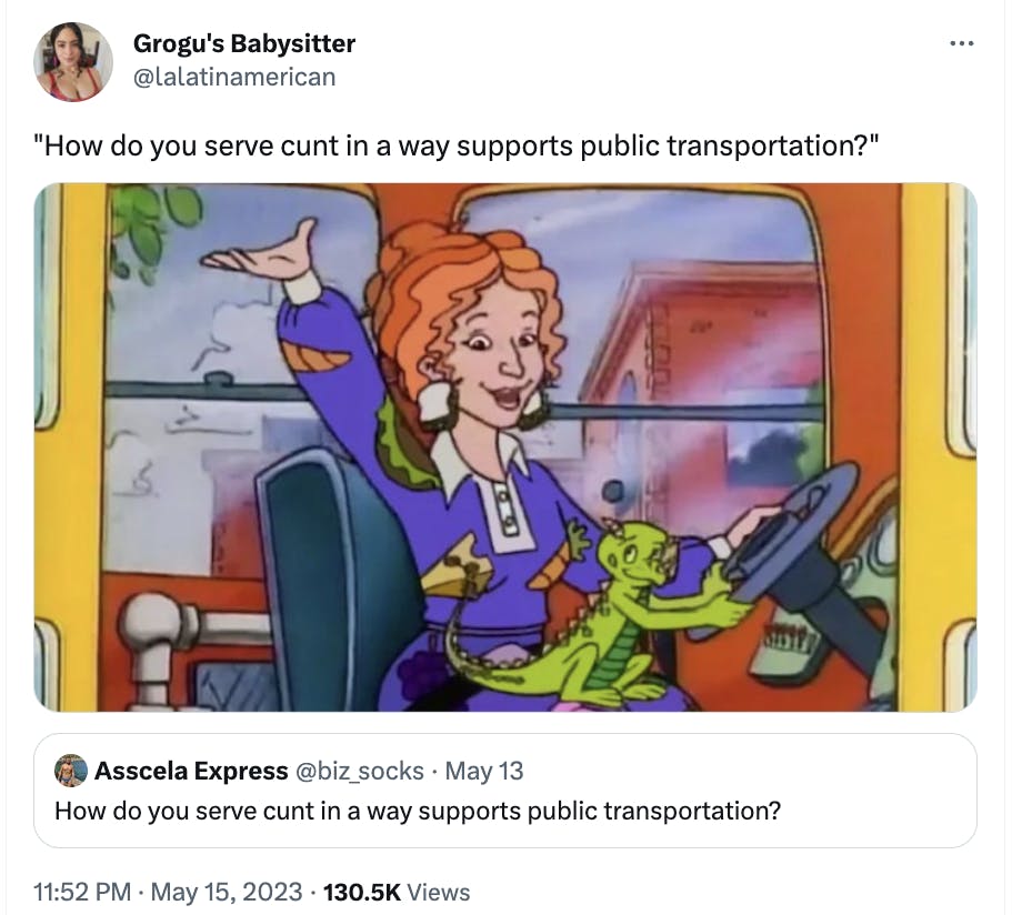 serving cunt on public transportation