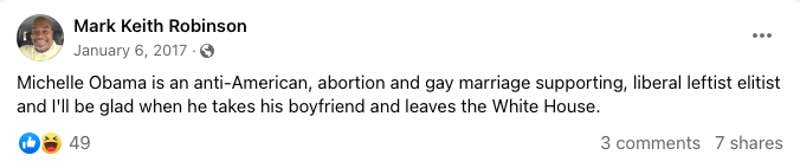 mark robinson on michelle obama