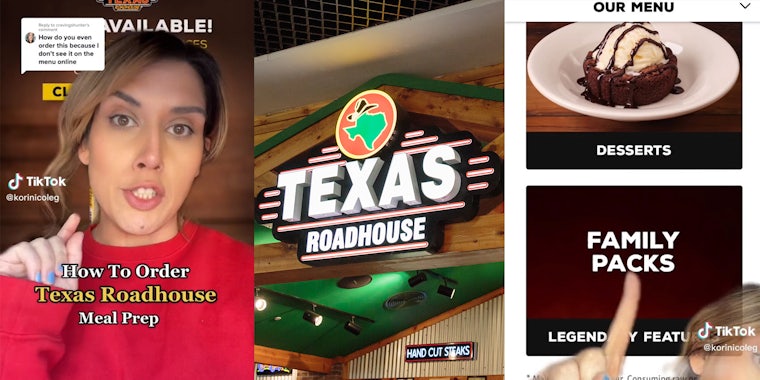 Customer explains how to order Texas Roadhouse meal prep online