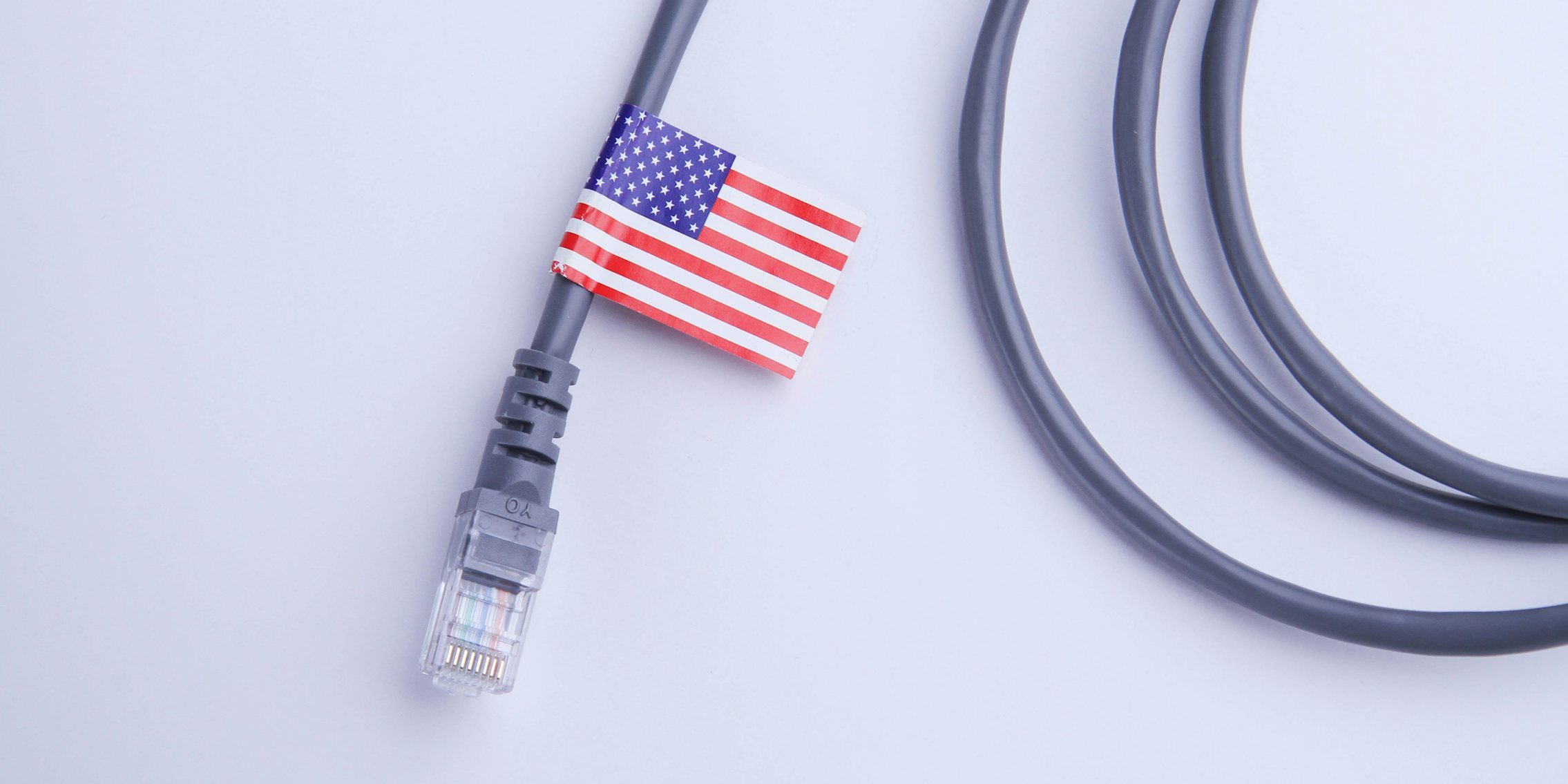 An ethernet cord with the American flag on it.