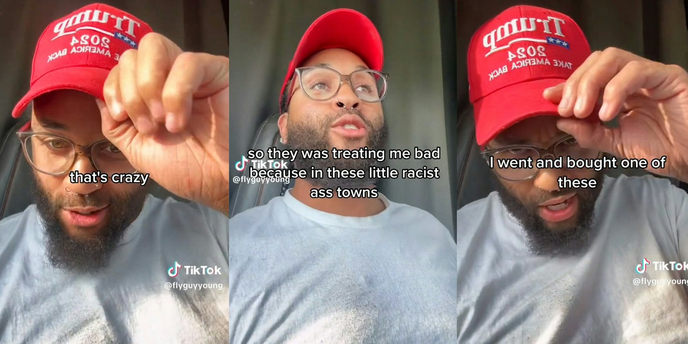 Truck driver explains he has to wear Trump 2024 hat in order to blend in with racist towns
