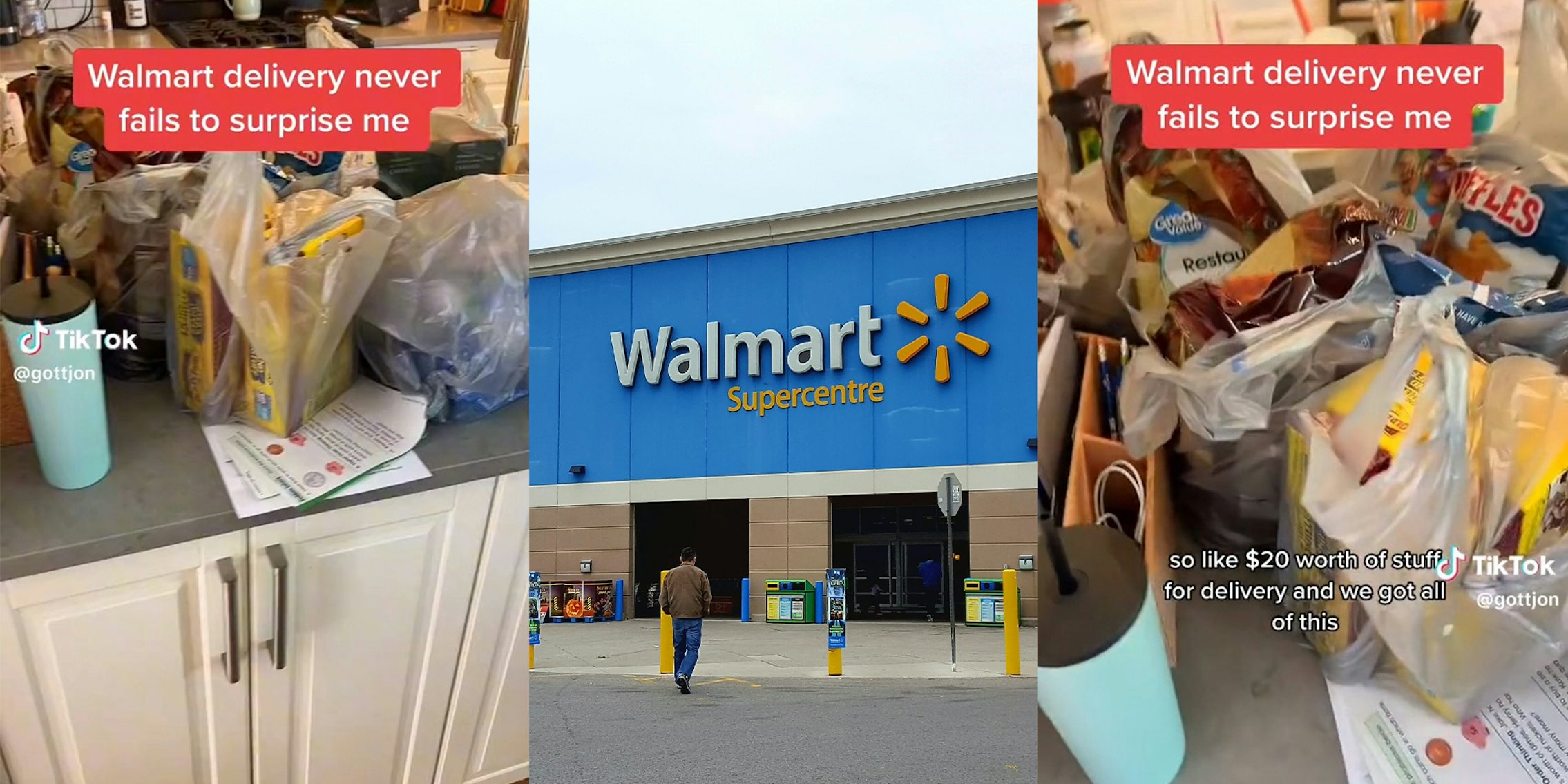Customers explains that they placed a $20 Walmart delivery order—they receive someone else's massive order
