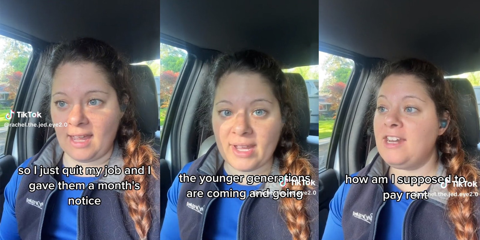 Woman explains that co-worker asked her why she was quitting her job