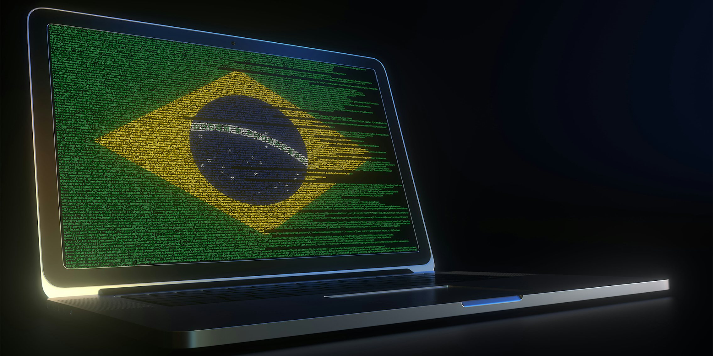 Flag of brazil made with computer code on the laptop screen. hacking or cybersecurity related 3D rendering