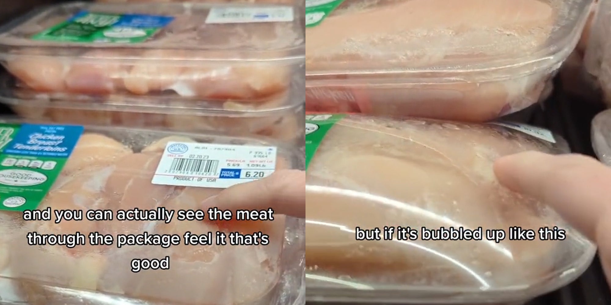 checking chicken through package
