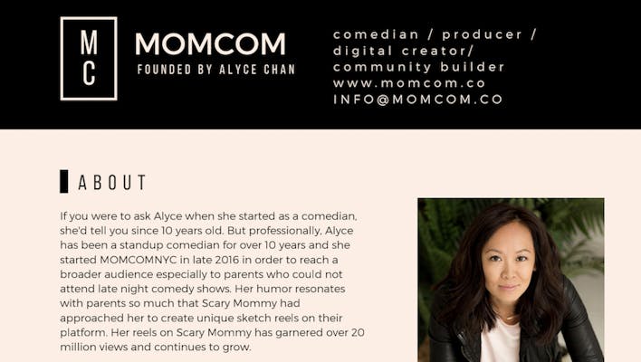 influencer media kit - Alyce Chan